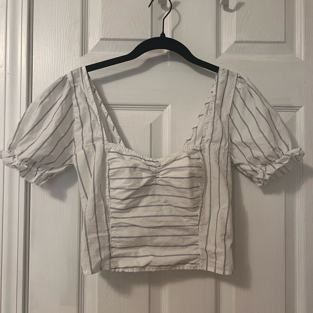 Free People striped cropped blouse size small